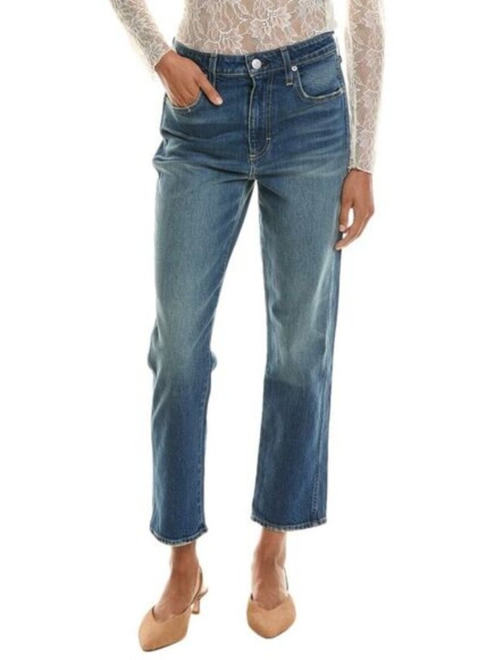 AMO Chloe Crop Passionate Jeans with Raw/Distressed Hem Sz 31